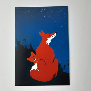 Süße Postkarte mit Fuchsmama und Fuchskind