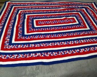 America Large Crocheted Throw Blanket