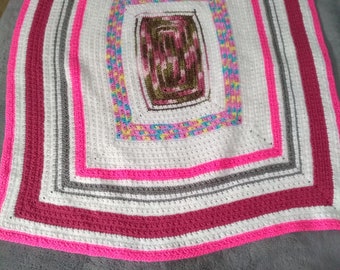 Pink and More Crocheted Baby Blanket Throw