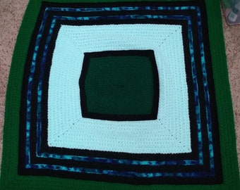 Serenity In Green Crocheted Baby Blanket Throw