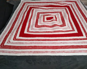 Candy Cane Sparkle Crocheted Throw Blanket