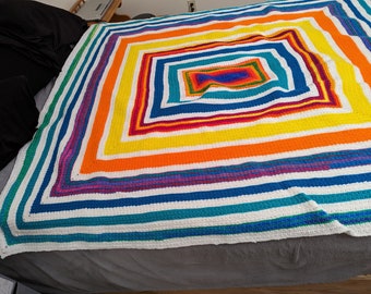 Colors Between Clouds Crocheted Full Size Throw Blanket