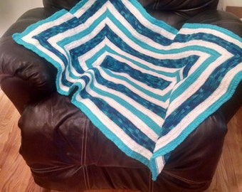 Blue Raspberry Creme Crocheted Baby Blanket
