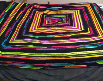 Ravers Rainbow Riot Crocheted Full Size Blanket