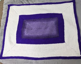 Purple Ombre Crocheted Baby Blanket Throw