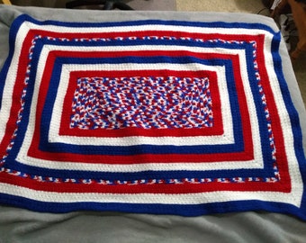 America Patriotic Crocheted Baby Blanket Throw