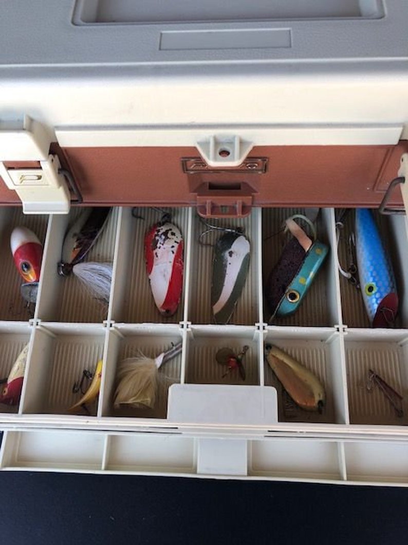 Vintage Fishing Tackle Box With Lures Etsy
