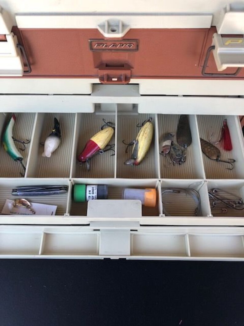 Vintage Fishing Tackle Box With Lures Etsy