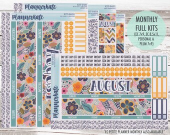 August Monthly Planner Kit Month Calendar Stickers for use with ERIN CONDREN LIFEPLANNER\u2122 Calendar Sunflower Summer