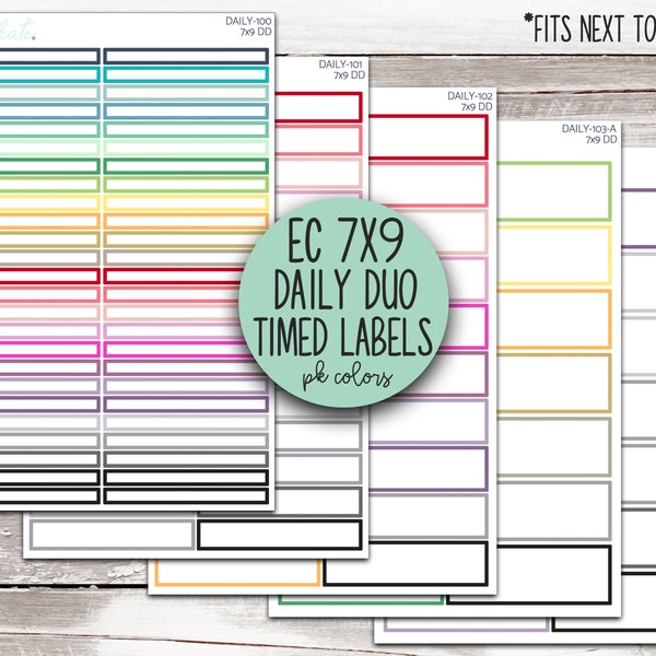 DAILY-100 - 103 || 7x9 Daily Duo Timed Labels (PK Colors)