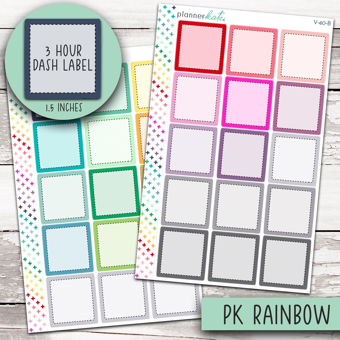V-40-A/B || 3 Hour Color Dash Label for 7x9 Planner - PK Rainbow - Etsy