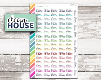 SCRIPT-109 || CLEAN HOUSE Planner Stickers - Mixed Script