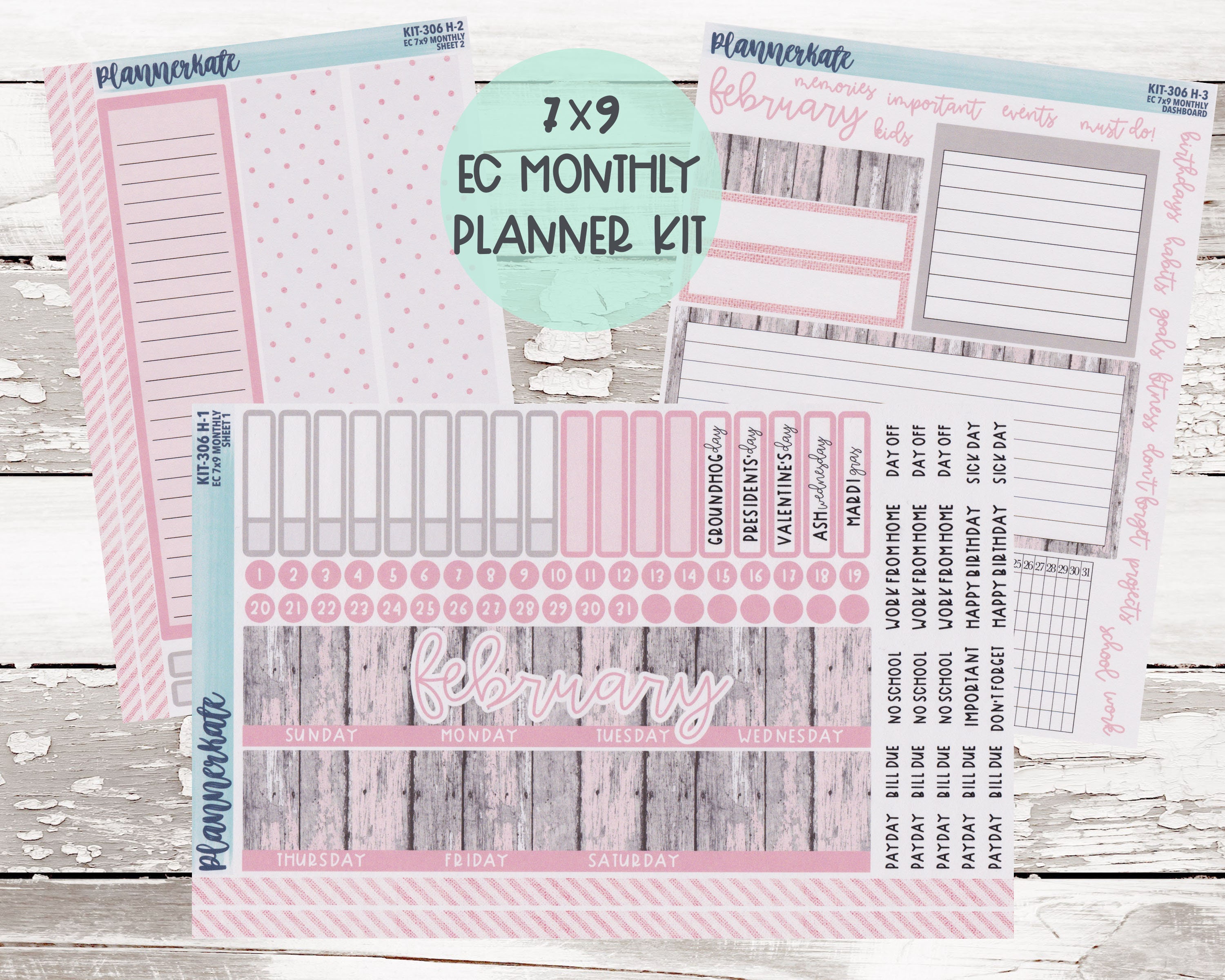 KIT-306H EC 7x9 Monthly || "Woodsy & Pink" Monthly Kit Plan…