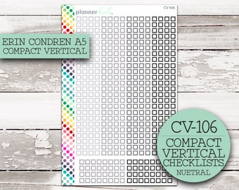 CV-106 || Compact Vertical / Notes Page Checklist Stickers - Neutral