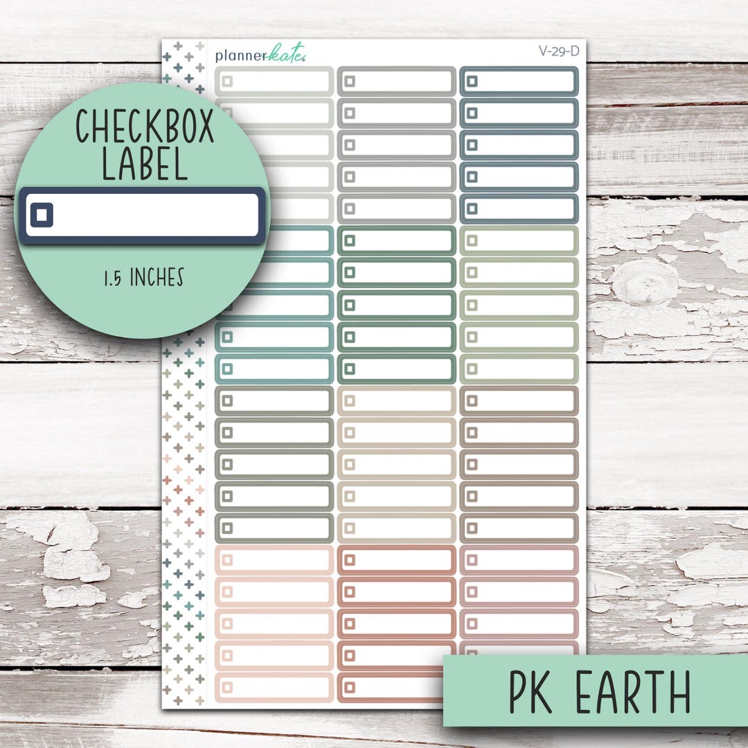 V-29-D || Basic Checkbox Labels for 7x9 Planner - PK Earth - Etsy
