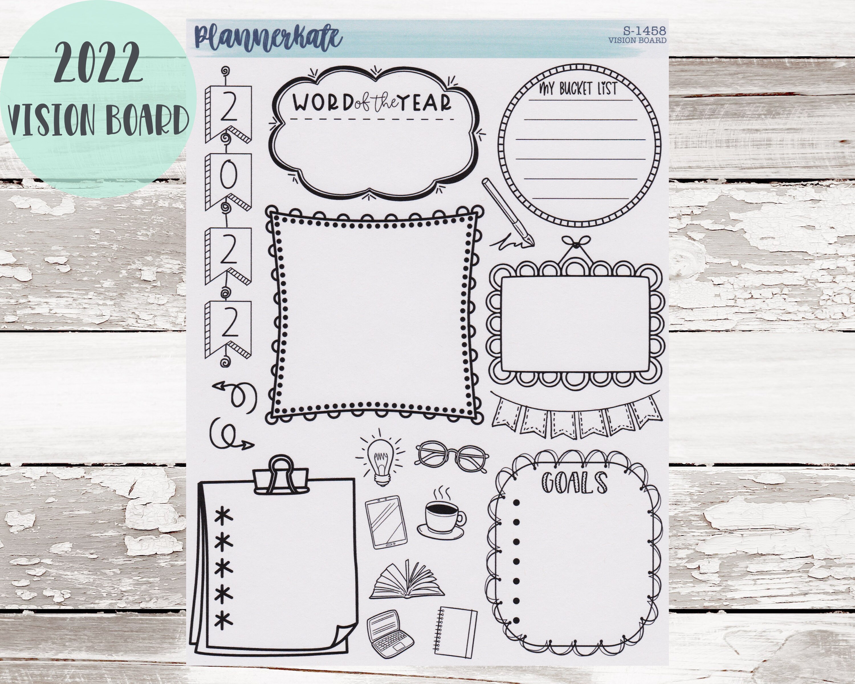 S 1458 2022 VISION BOARD Planner Stickers Etsy