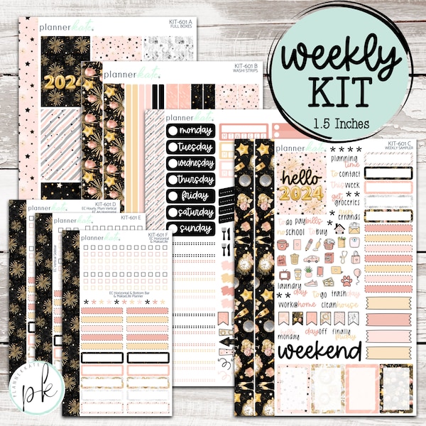 KIT-601 WEEKLY || "New Years" - Weekly Kit Planner Stickers