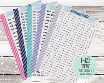 F-125 || READ Script Planner Stickers (Font Choices A-E)
