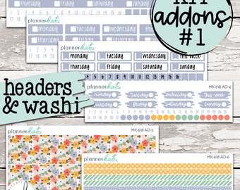 MK-618 Add Ons #1 || "Granny's Garden" Kit Add Ons - Headers & Washi