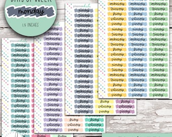 V-97 || DAYS OF Week Journaling Labels - Ec Muted