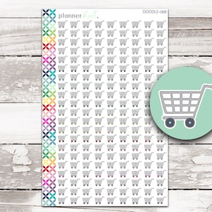 DOODLE-068 || KRUIDENIER / WINKELWAGEN Doodle Planner Stickers