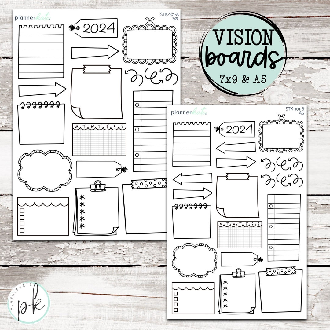 STK-101 // 2024 VISION BOARD Shell Planner Pegatinas - Etsy España