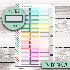 V-17-A || A5 Monthly Half Box Labels for Planner - PK Rainbow