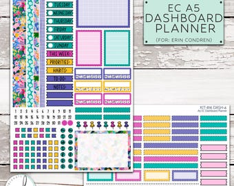 KIT-816 A5 Dashboard Planner || "Floral Splash" Weekly - Erin Condren