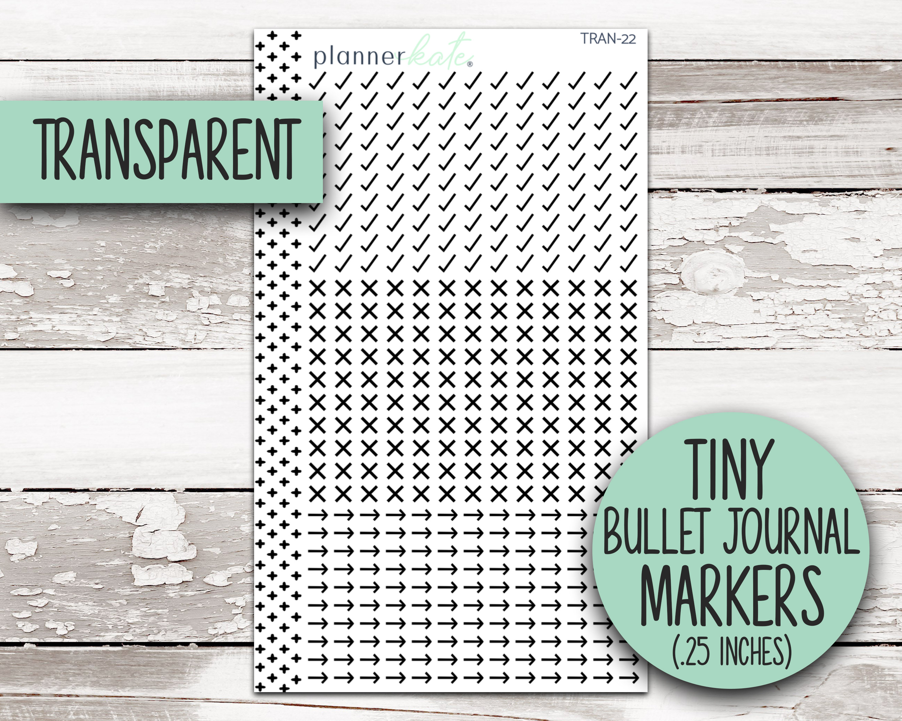 TRAN-22 Tiny Transparent BULLET JOURNAL Markers 