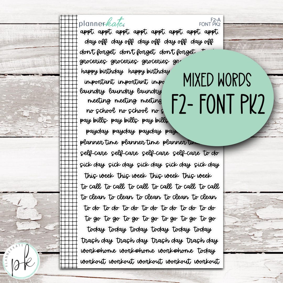 F2-A || Font PK2 Mixed Words - Etsy