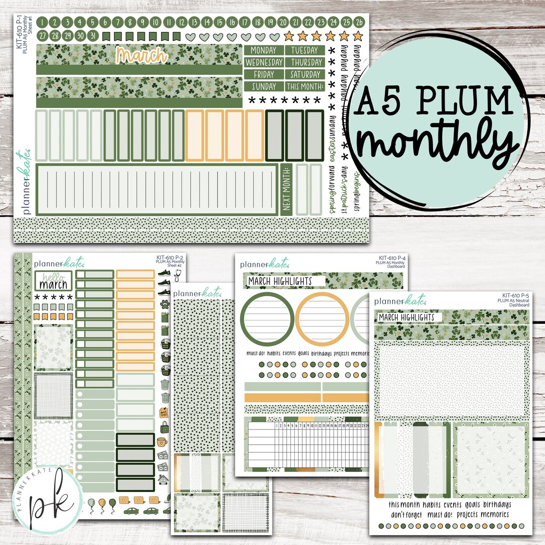 KIT 610 P Plum A5 Monthly lucky Charms Etsy