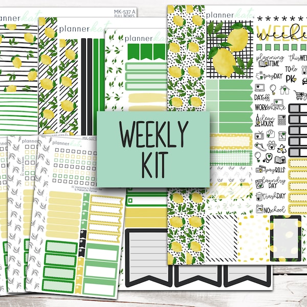 MK-537 WEEKLY || "Lemon Love" - Weekly Kit Planner Stickers