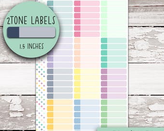V-19-J || Two Tone Skinny Labels for 7x9 Planners - EC Monthly Muted