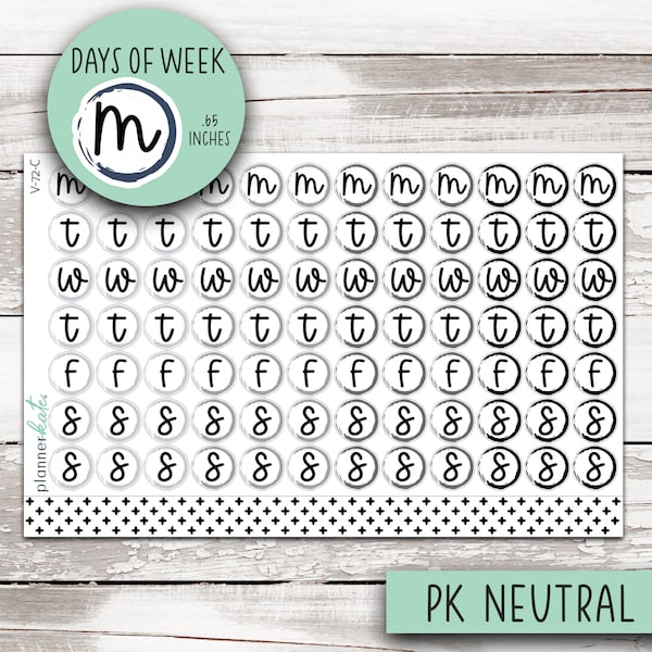 V-72-C || Days of Week Circles - PK Neutral