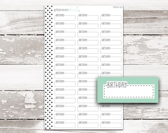 DASH-101 || BIRTHDAY Dash Quarter Box Planner Stickers