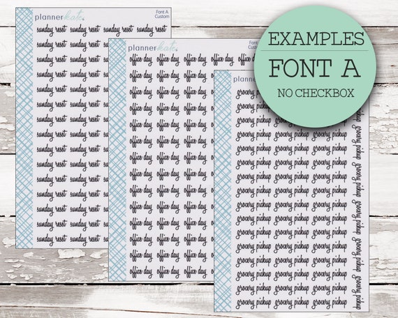 Sticker Chart Font Calendars & Planners Paper & Party Supplies Custom Script Planner ...