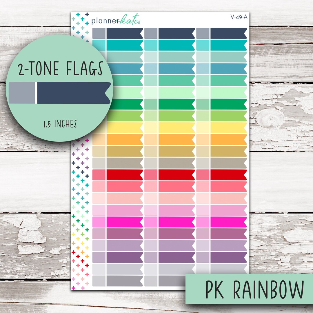 Two Tone Flag Labels for 7x9 Planners - PK Rainbow || V-49 - Etsy