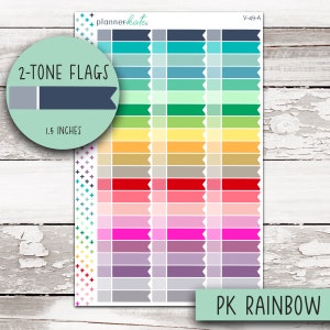 Two Tone Flag Labels for 7x9 Planners - PK Rainbow || V-49