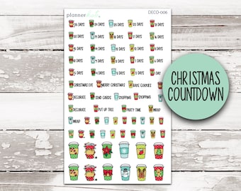 DECO-006 || Christmas Coffee Countdown Planner Stickers