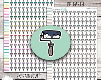 DOODLE-175 || PAINT ROLLER Doodle Planner Stickers