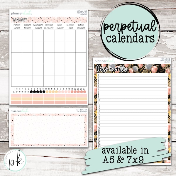 KIT-601 J || "New Years" Perpetual Calendars - A5 & 7x9