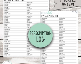 STK-179 || Prescription Log Dashboard Sticker