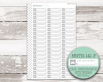 MNTH-141-F || CAR INSURANCE Bill Stickers for 7x9 Planner