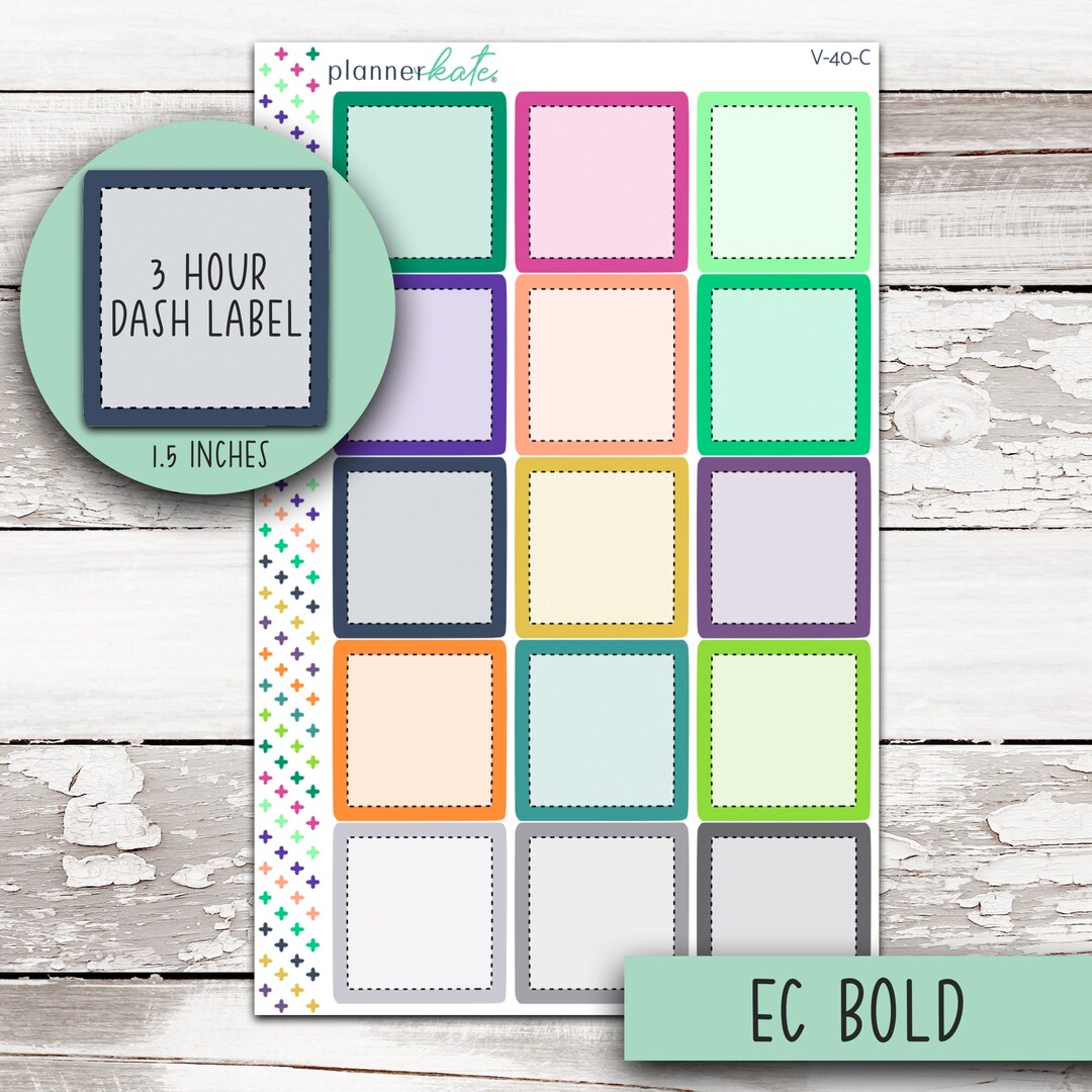 3 Hour Color Dash Label for 7x9 Planner EC Bold V-40 - Etsy