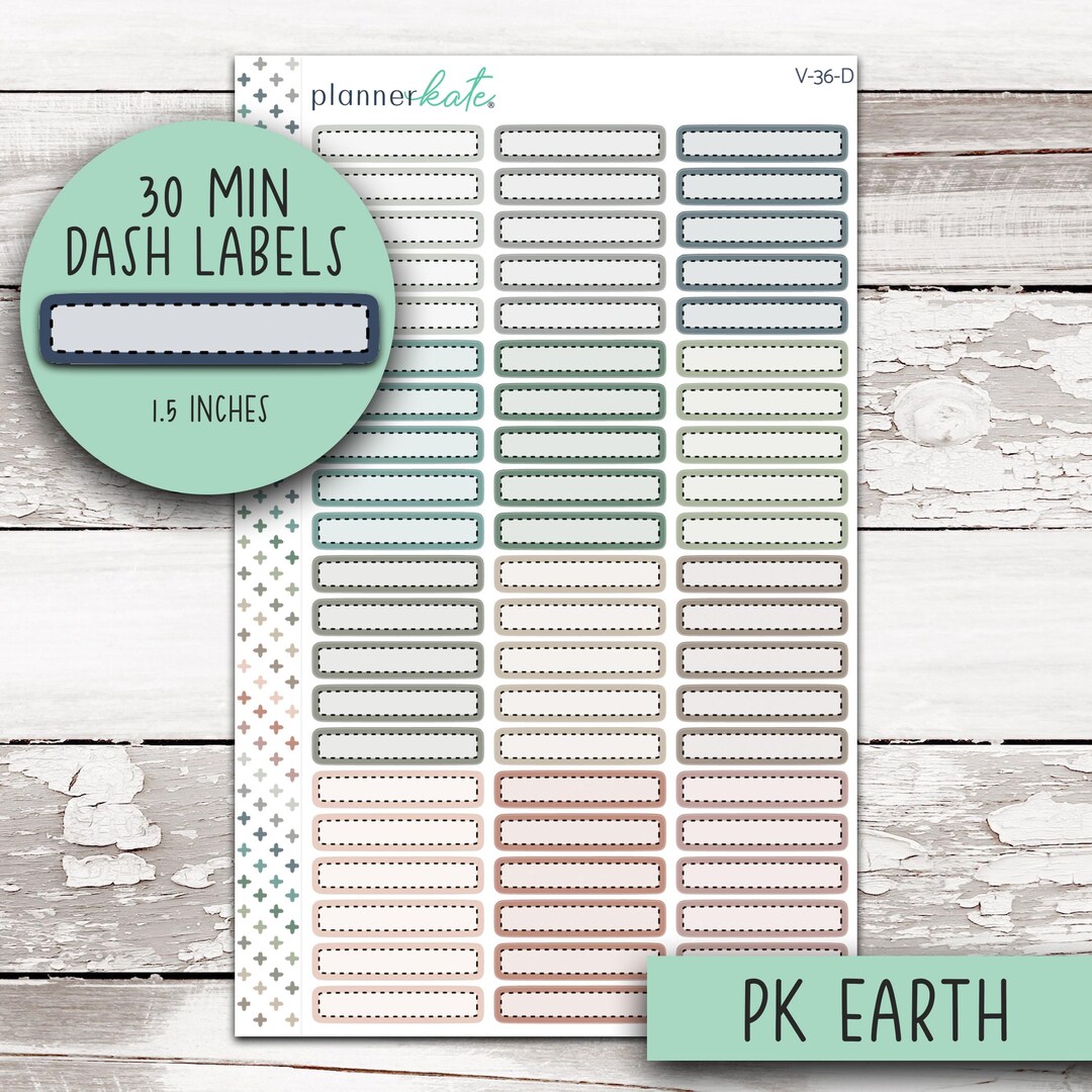 V-36-D || 30 Minute Color Dash Label for 7x9 Planner - PK Earth - Etsy