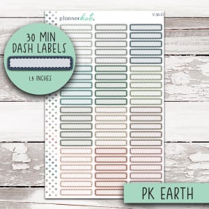 V-36-D || 30 Minute Color Dash Label for 7x9 Planner - PK Earth