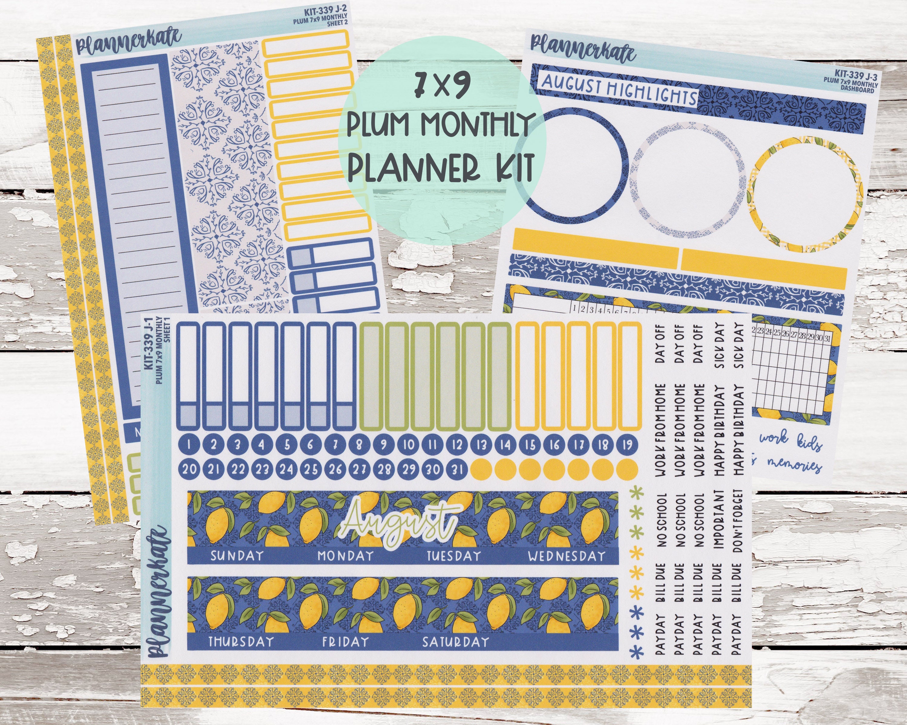 KIT-339J PLUM 7x9 Monthly || "Lemons Lemons Lemons" Monthly…
