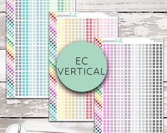 CHECK-110 || 7x9 EC VERTICAL Checklist Planner Stickers - Pk Rainbow