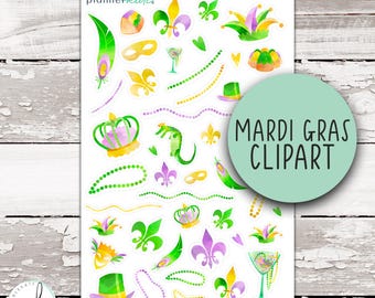 DECO-022 || MARDI GRAS Decorative Planner Stickers
