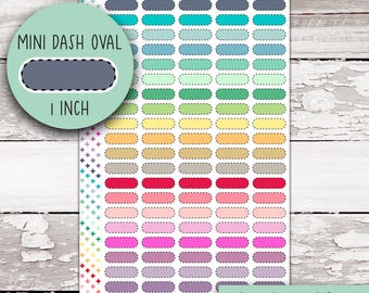 V-85-A || Mini Dash Oval Labels - PK Rainbow (1 Inch)
